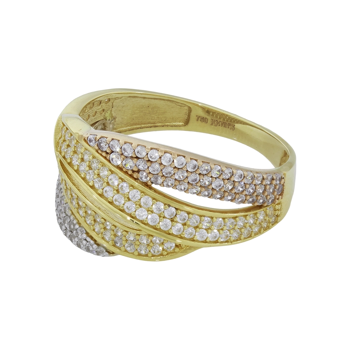 Anillo en oro amarillo de 18 Kilates, con zircones