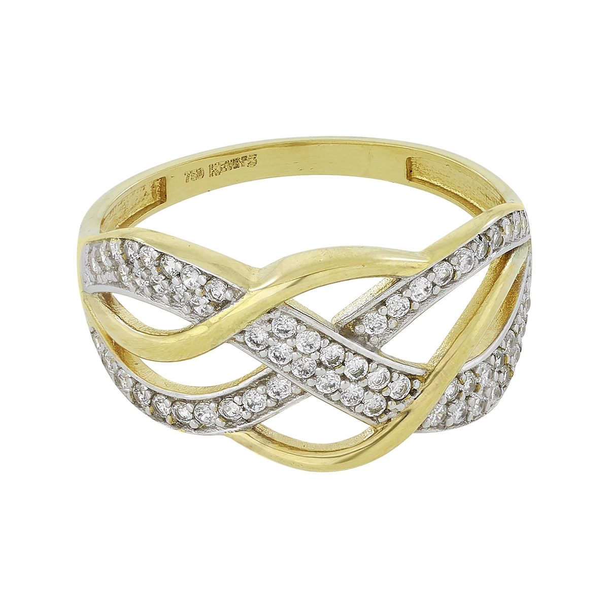 Anillo en oro amarillo de 18 Kilates, con zircones