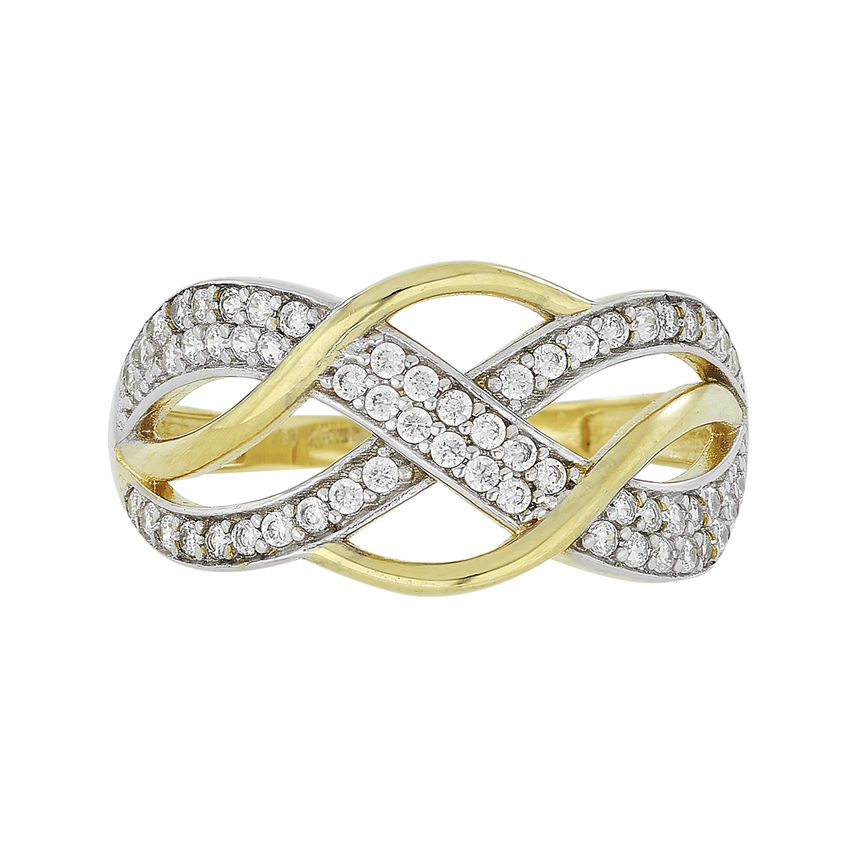 Anillo en oro amarillo de 18 Kilates, con zircones