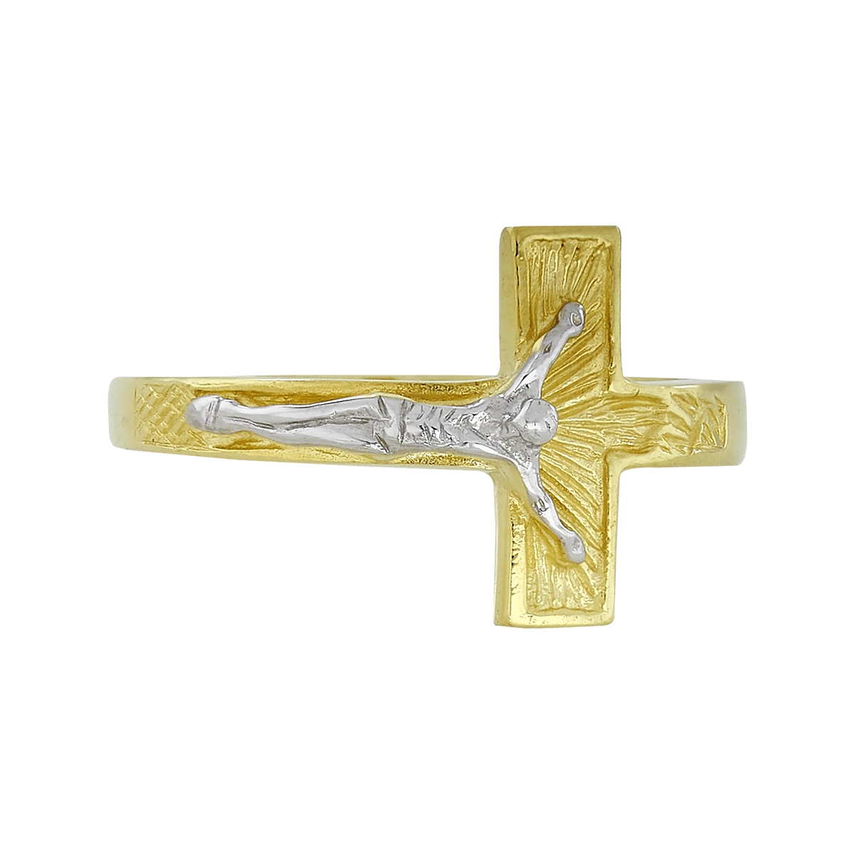 Anillo de Cristo en oro amarillo de 18 Kilates satinado