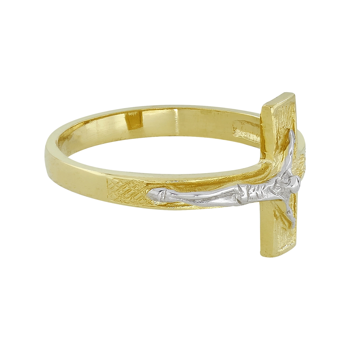 Anillo de Cristo en oro amarillo de 18 Kilates satinado