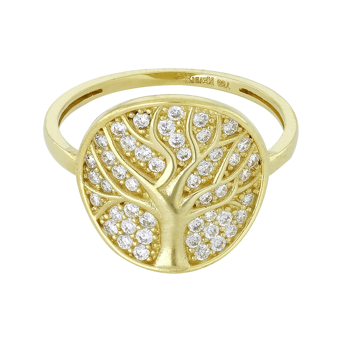 Anillo árbol de la vida en oro amarillo de 18 Kilates, con zircones