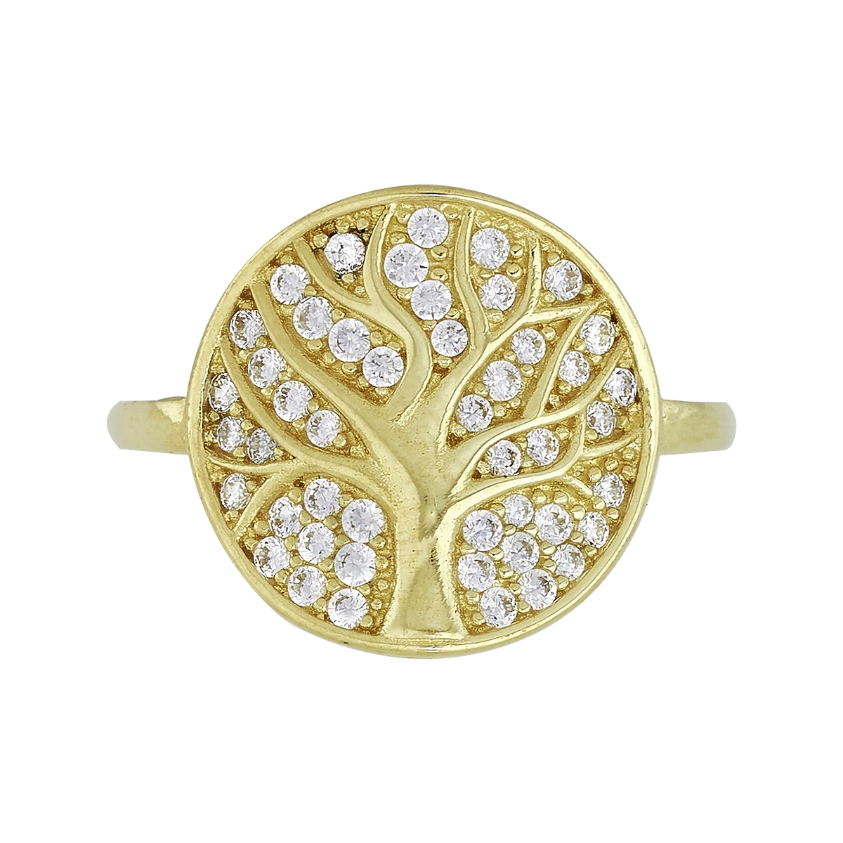 Anillo árbol de la vida en oro amarillo de 18 Kilates, con zircones