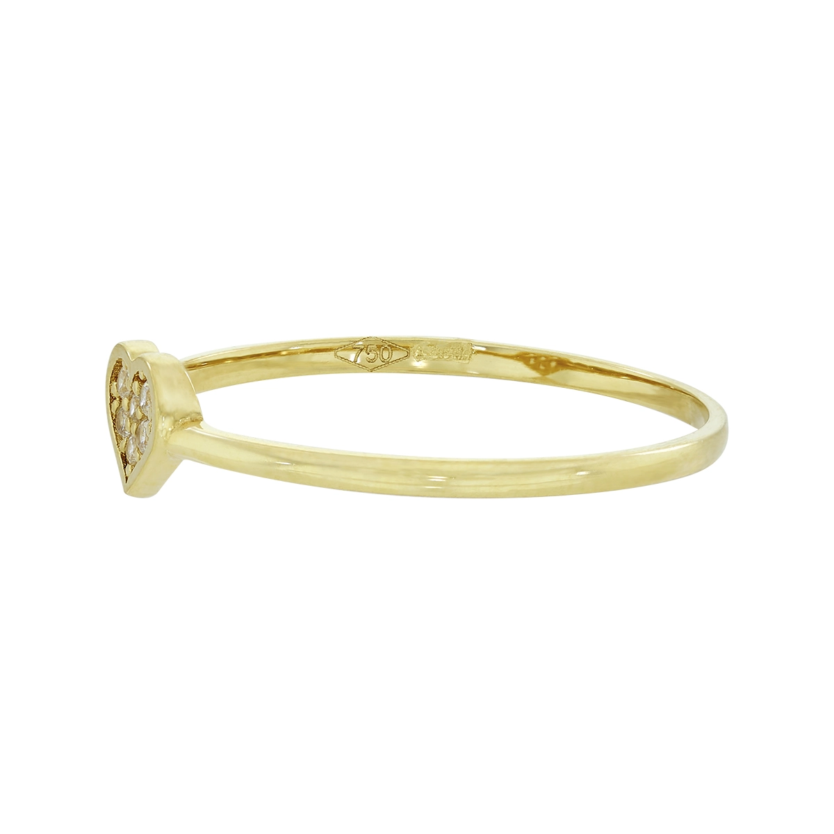 Anillo de corazón en oro amarillo de 18 Kilates, con zircones