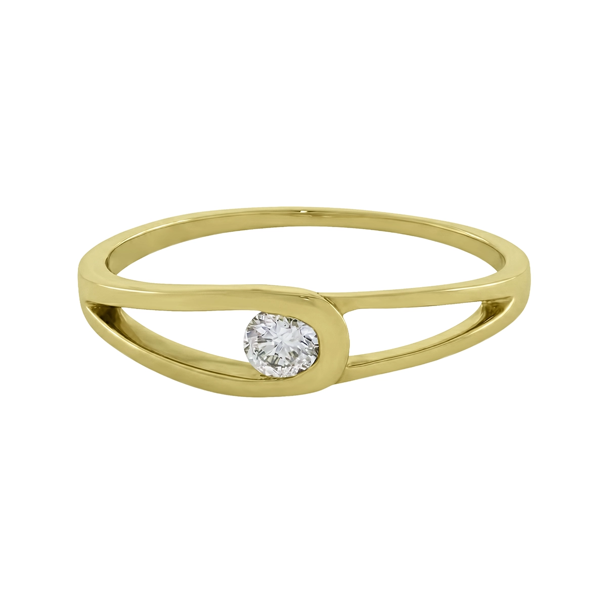 Anillo en oro amarillo de 18 Kilates, con diamante central de 0.15 Ct