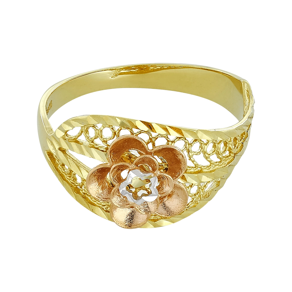 Anillo de flor en oro18 Kilates con visos