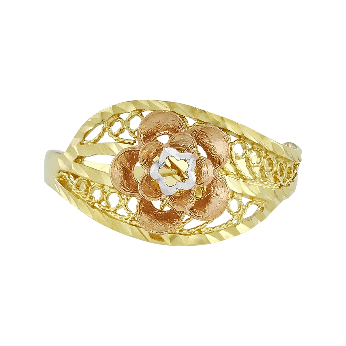 Anillo de flor en oro18 Kilates con visos