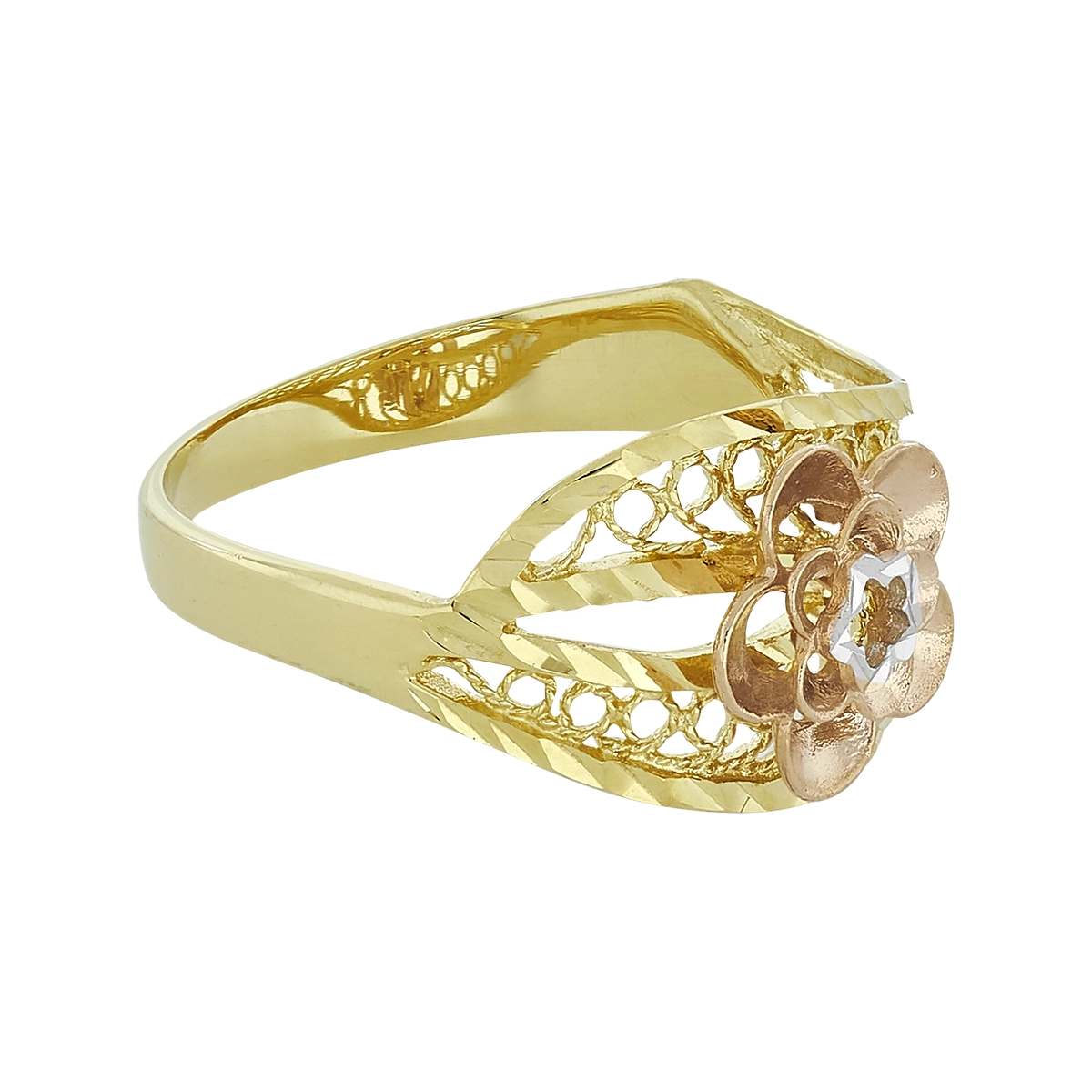 Anillo de flor en oro18 Kilates con visos
