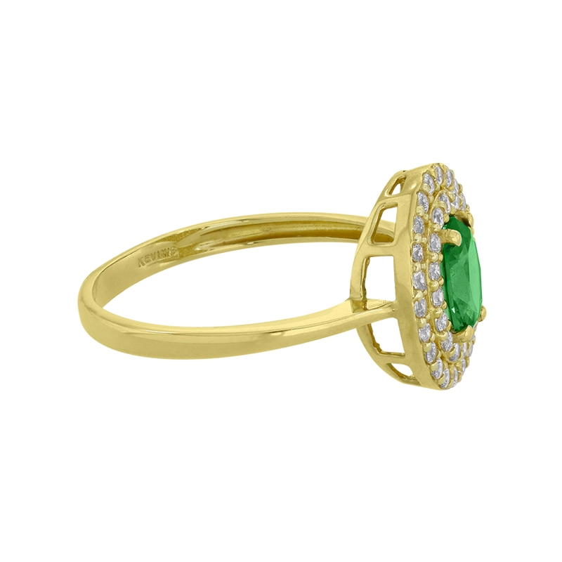 Anillo en oro amarillo de 18 Kilates, con zircón col central y decoración en zircones