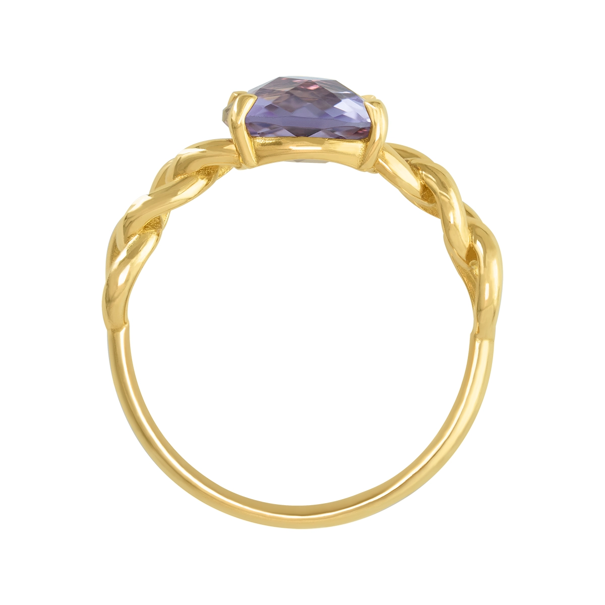 Anillo en oro amarillo de 18 Kilates, con amatista central