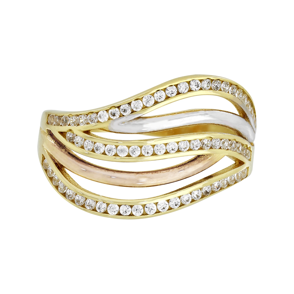 Anillo en oro amarillo de 18 Kilates, con zircones