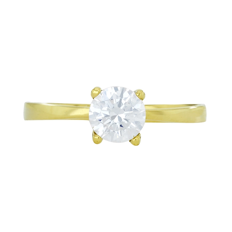Anillo en oro amarillo de 18 Kilates, con zircón central