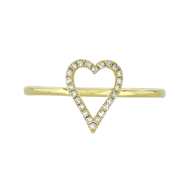 Anillo  de corazón en oro amarillo de 18 Kilates, con diamantes de 0.08 Ct