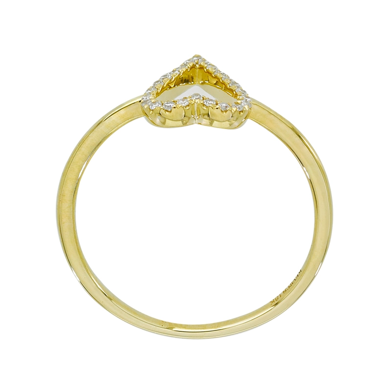 Anillo  de corazón en oro amarillo de 18 Kilates, con diamantes de 0.08 Ct