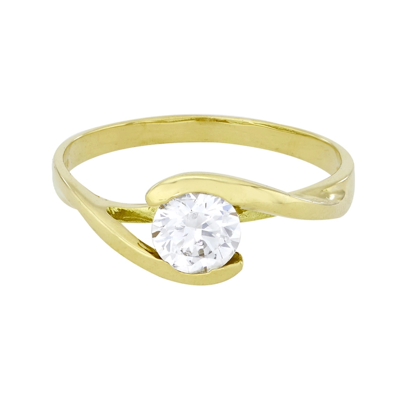Anillo en oro amarillo de 18 Kilates, con zircón central