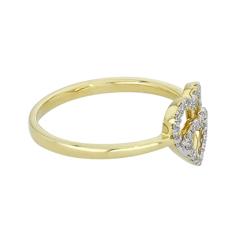 Anillo de corazones en oro amarillo de 18 Kilates, con diamantes de 0.16 Ct