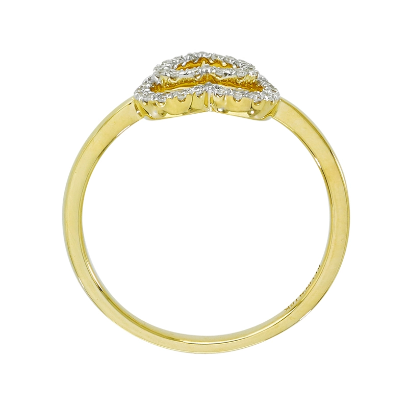 Anillo de corazones en oro amarillo de 18 Kilates, con diamantes de 0.16 Ct