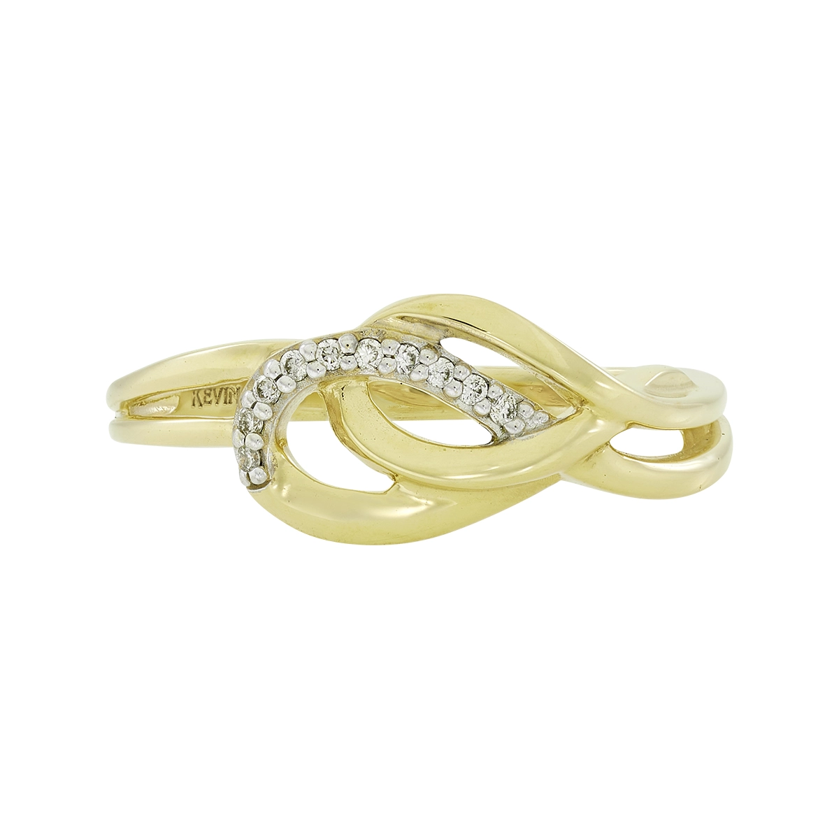 Anillo en oro amarillo de 18 Kilates, con diamantes centrales de 0.05 Ct