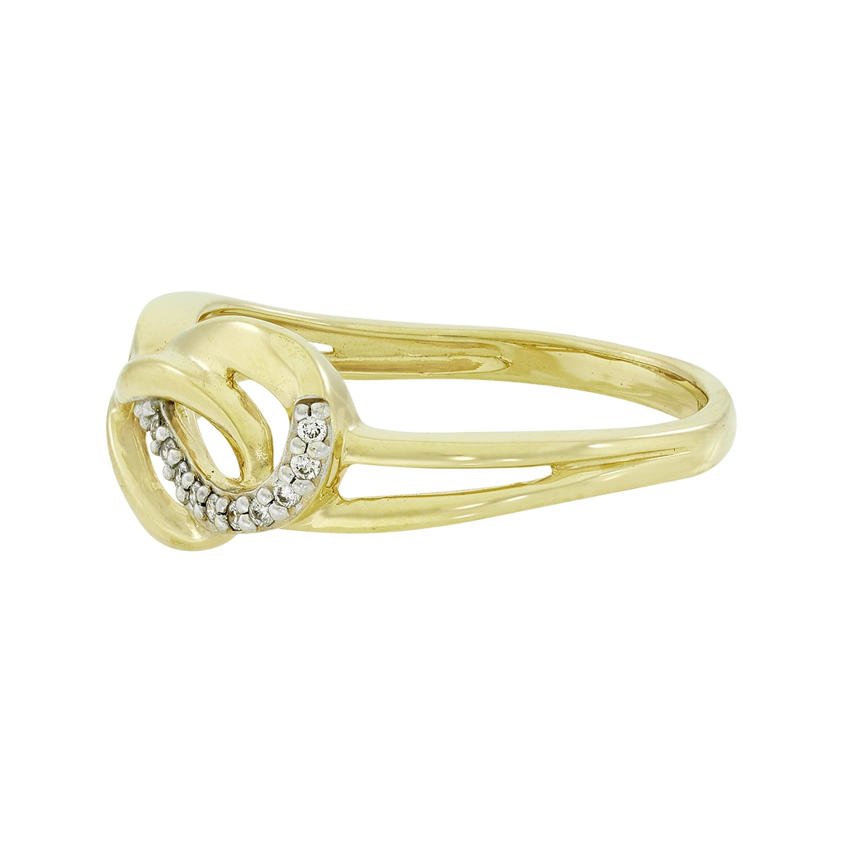 Anillo en oro amarillo de 18 Kilates, con diamantes centrales de 0.05 Ct