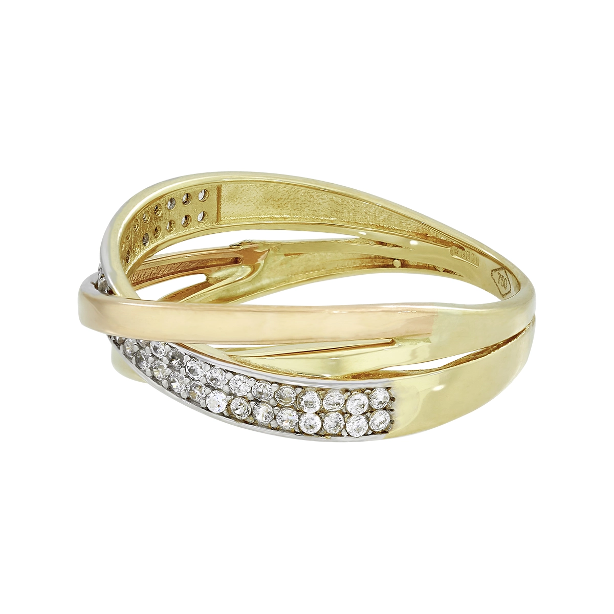 Anillo en oro amarillo de 18 Kilates, con zircones