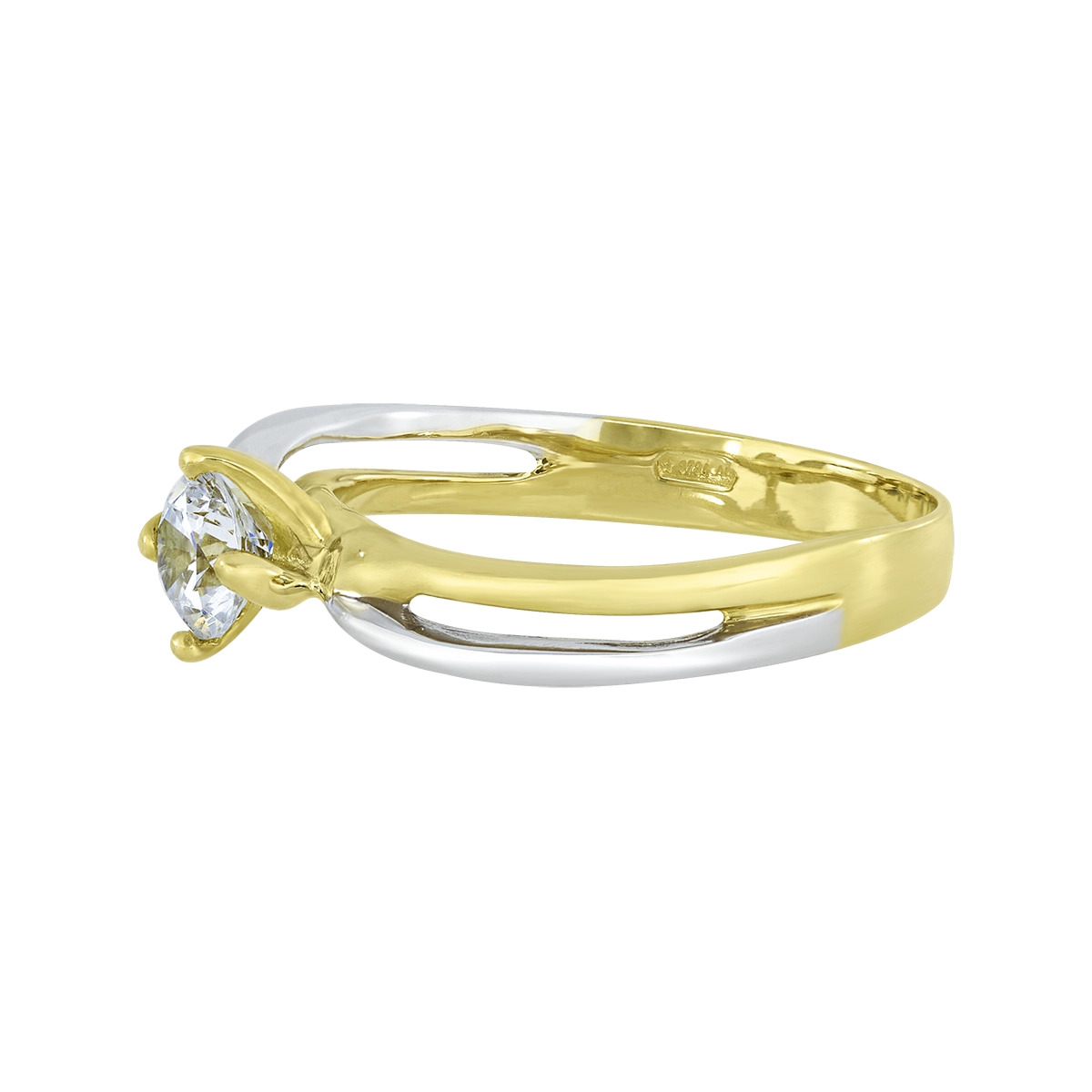 Anillo en oro amarillo de 18 Kilates, con zircón central