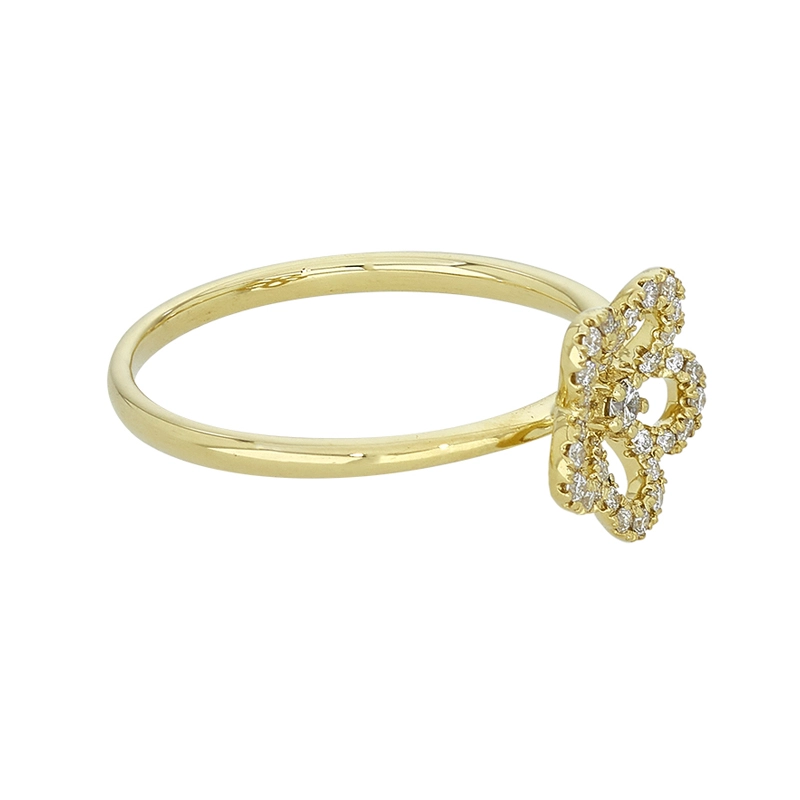 Anillo de flor en oro amarillo de 18 Kilates, con diamantes de 0.21 Ct