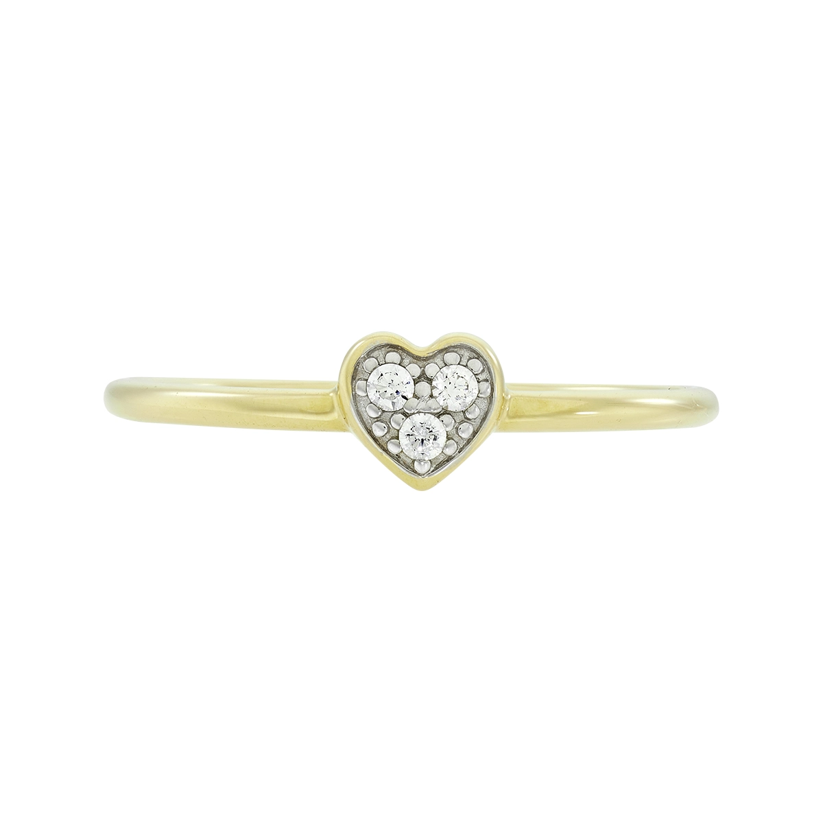 Anillo de corazón en oro amarillo de 18 Kilates, con zircones