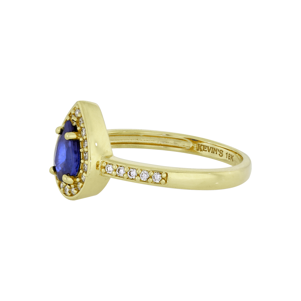 Anillo en oro amarillo de 18 Kilates, con zafiro central de 0.55 Ct y decoración en diamantes de 0.14 Ct