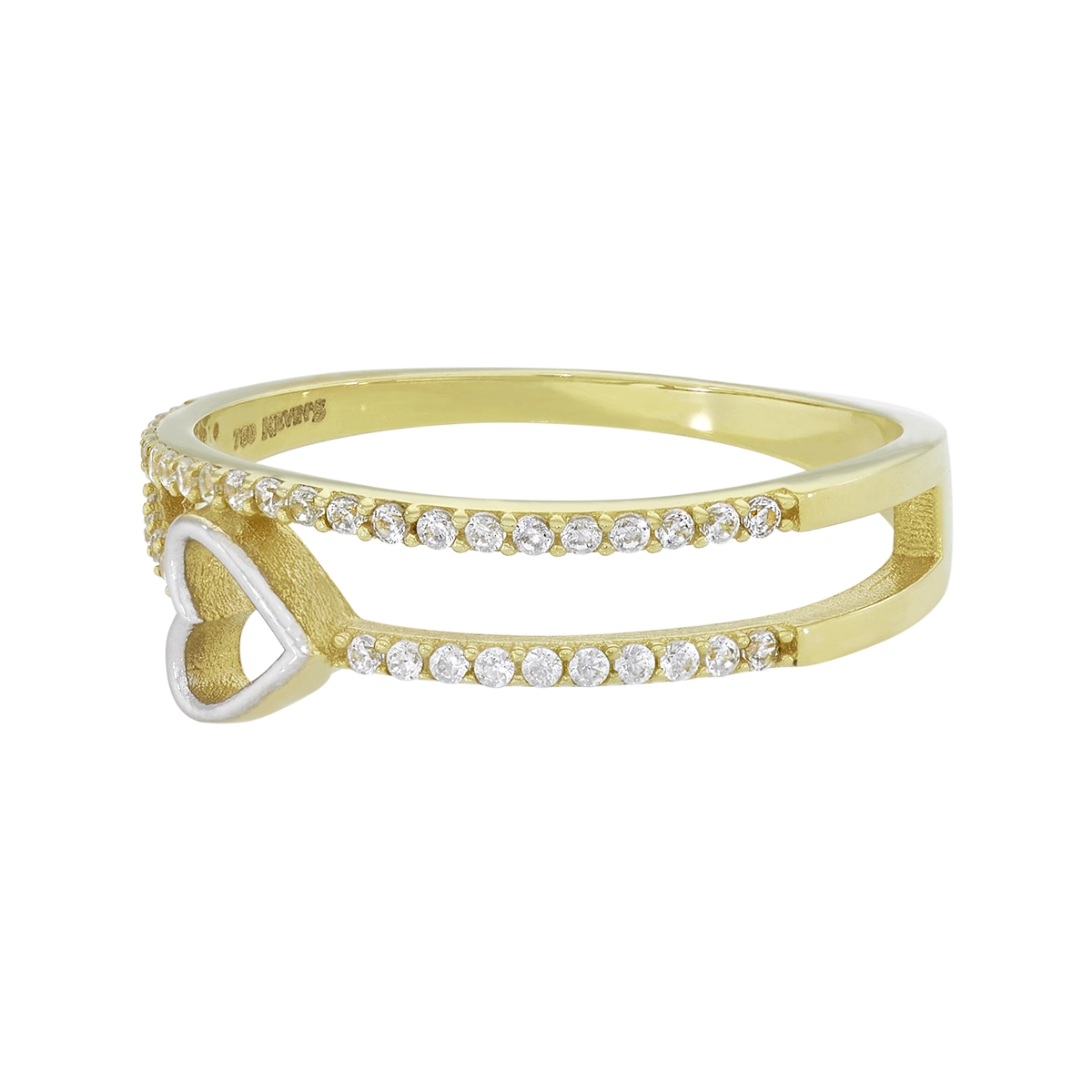 Anillo en oro amarillo de 18 Kilates, con zircones