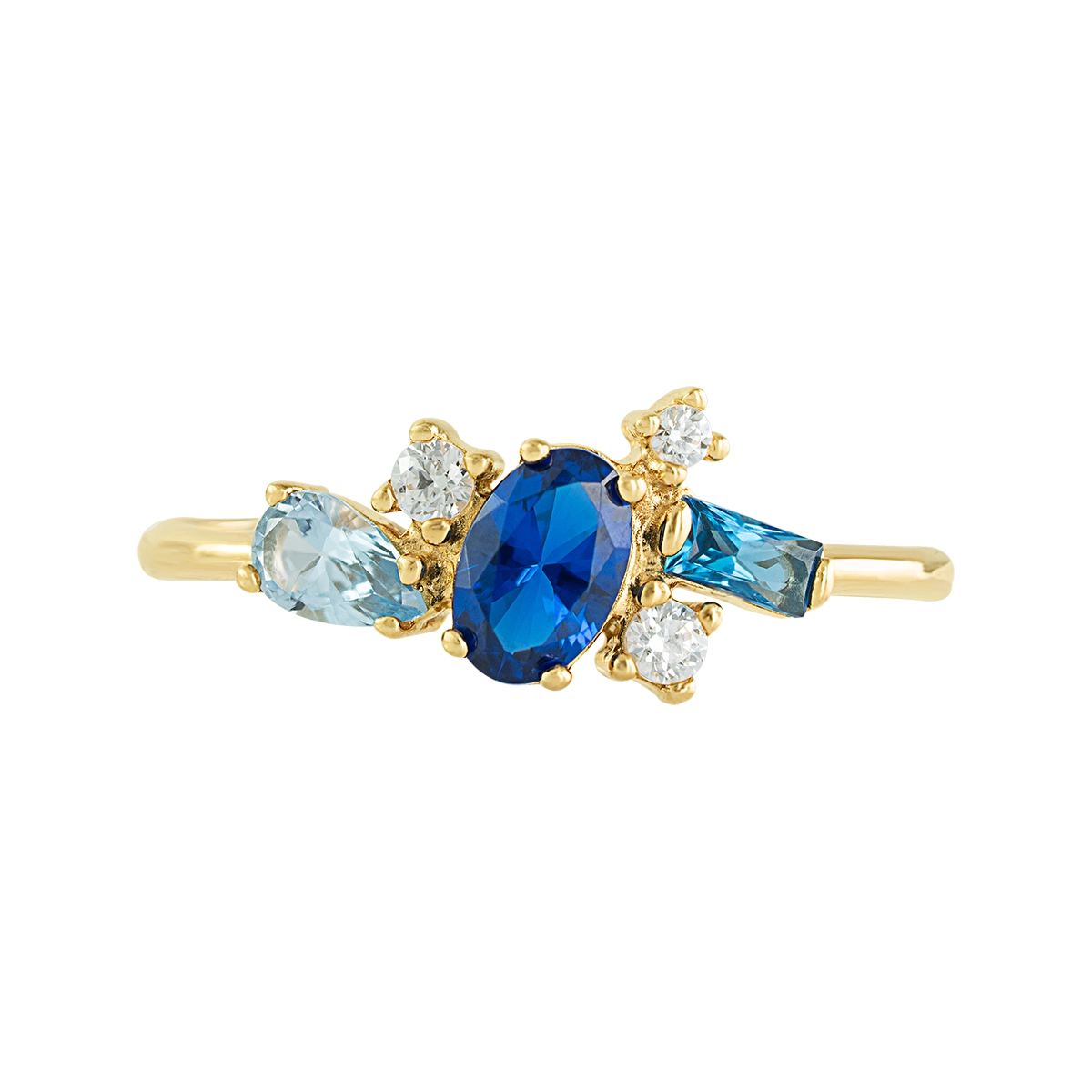 Anillo en oro amarillo de 18 Kilates, con zircones