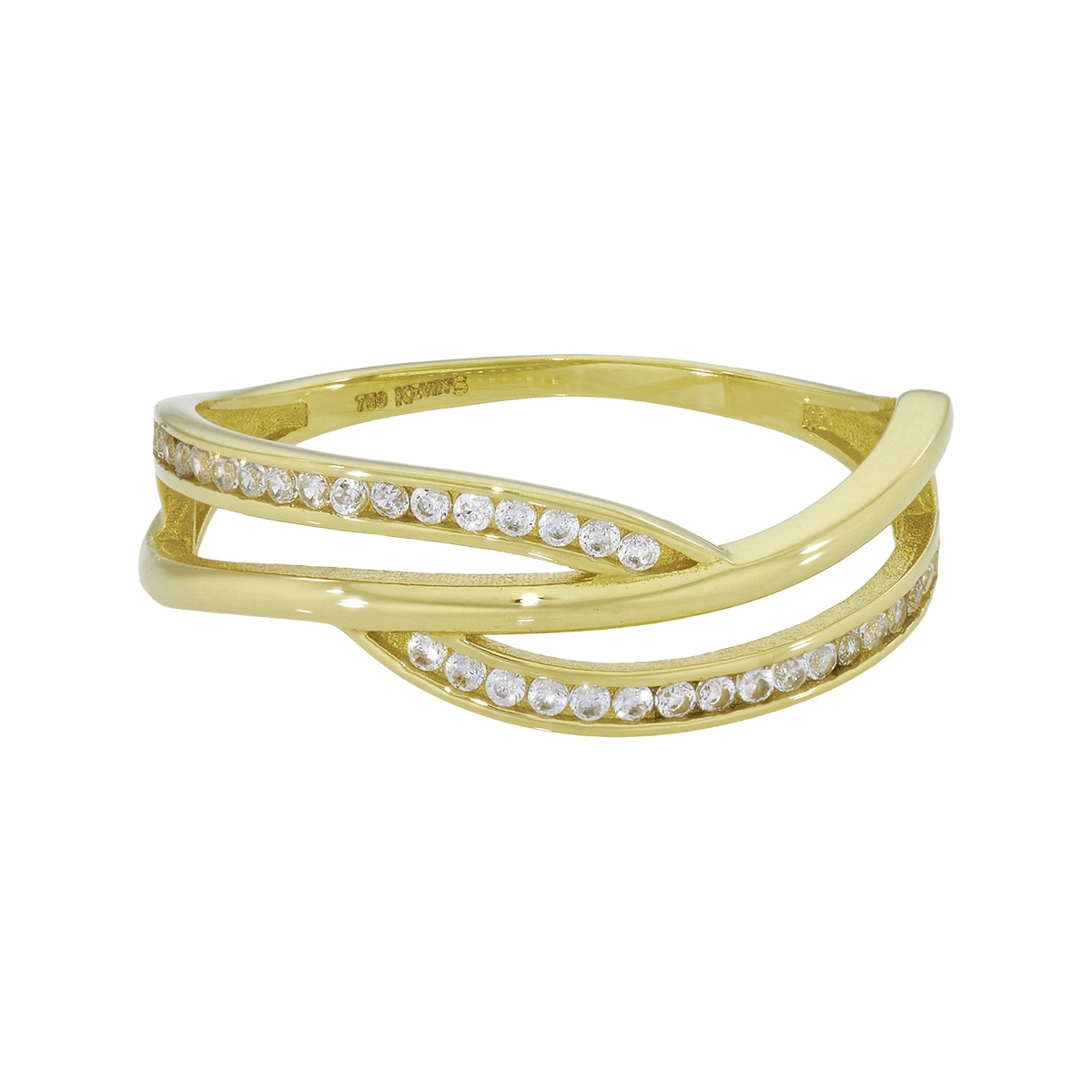 Anillo en oro amarillo de 18 Kilates, con zircones