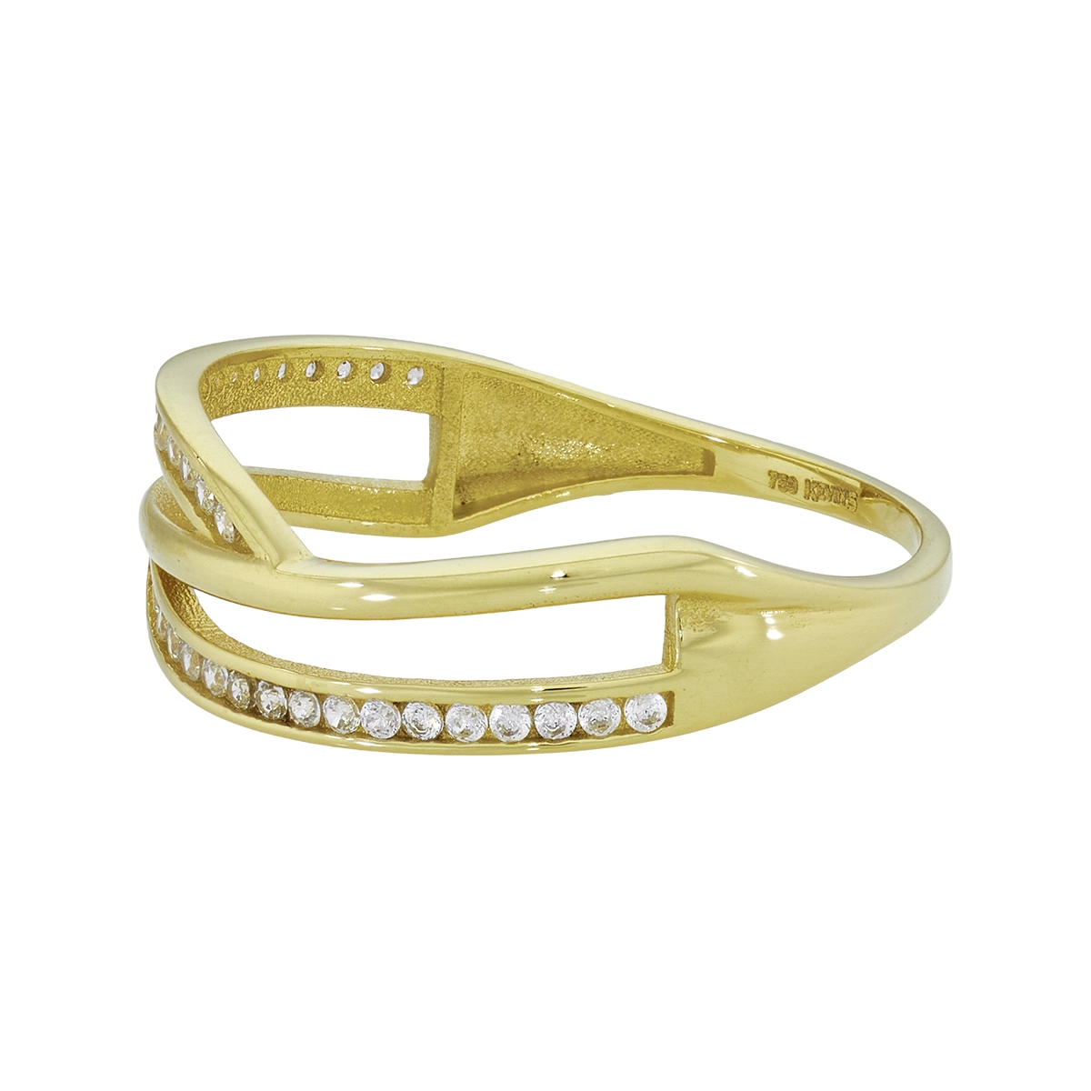 Anillo en oro amarillo de 18 Kilates, con zircones