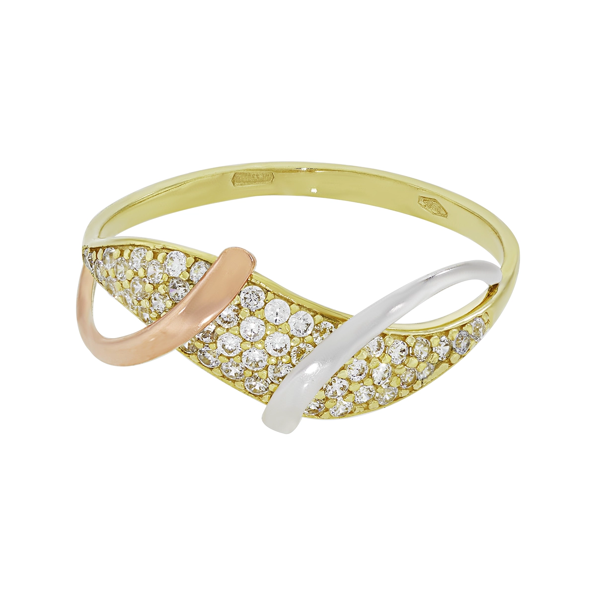 Anillo en oro amarillo de 18 Kilates, con zircones