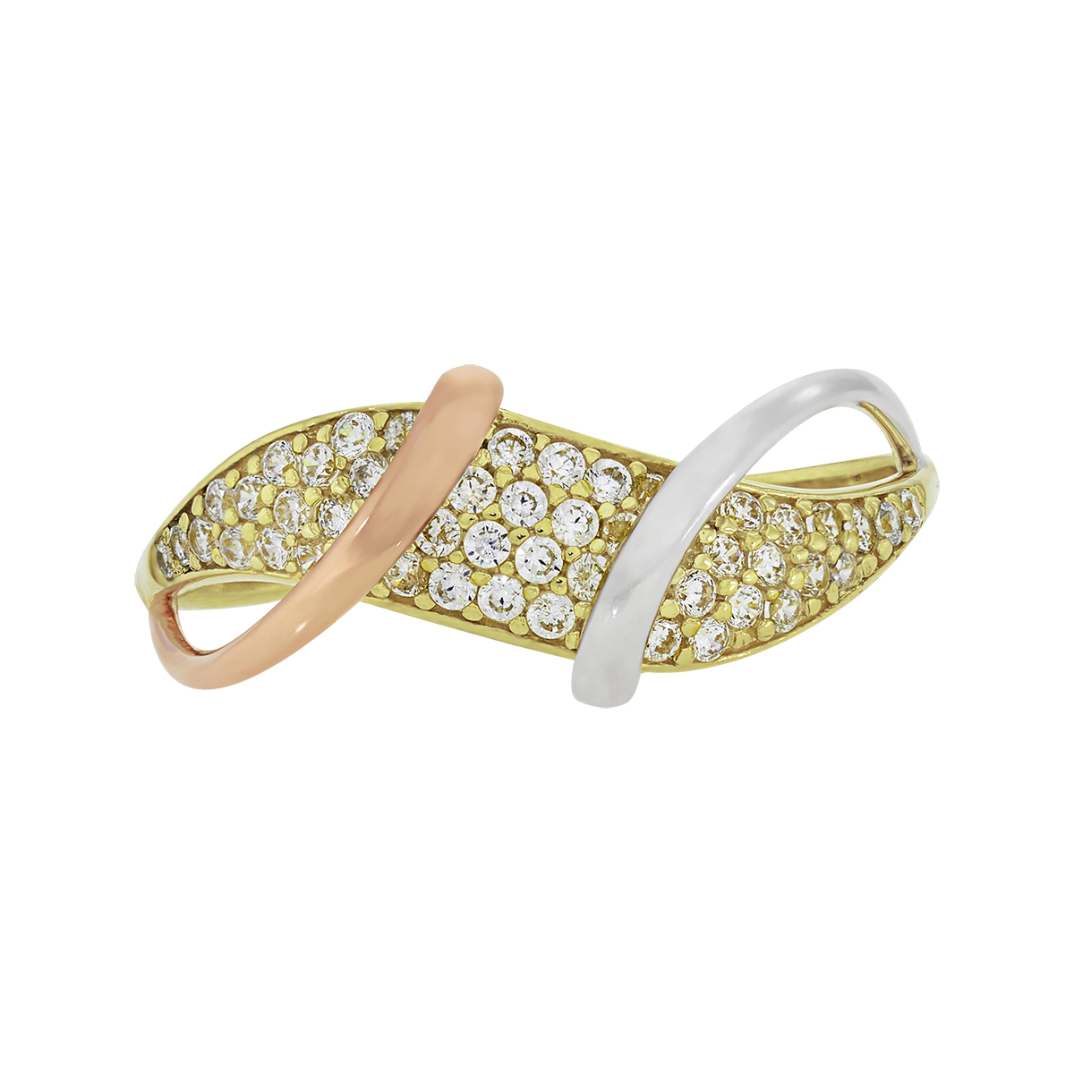 Anillo en oro amarillo de 18 Kilates, con zircones