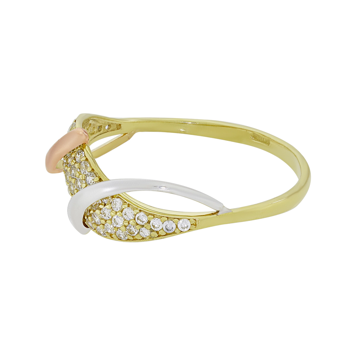 Anillo en oro amarillo de 18 Kilates, con zircones
