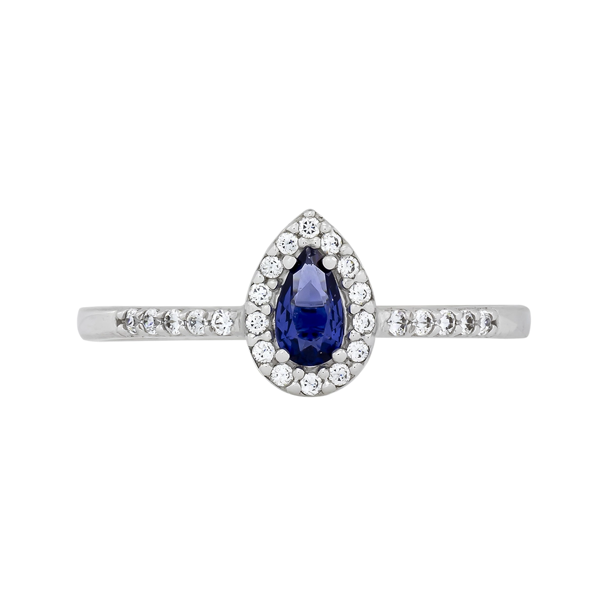 Anillo en oro blanco de 18 Kilates, con zircón col central y decoración en zircones
