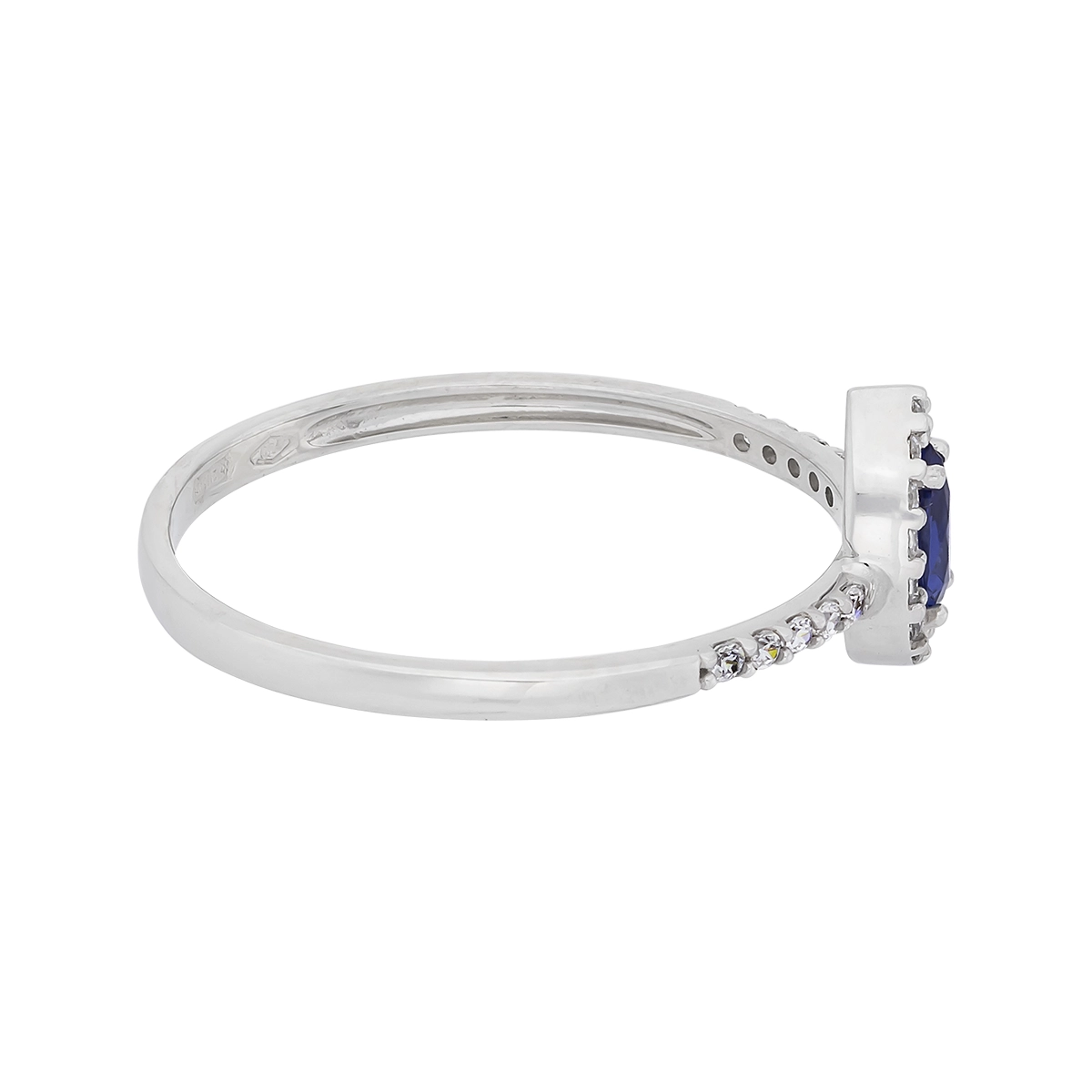 Anillo en oro blanco de 18 Kilates, con zircón col central y decoración en zircones