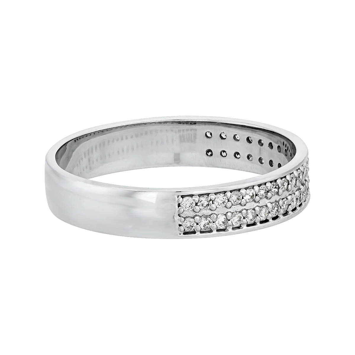 Argolla en oro blanco de 18 Kilates, con diamantes de 0.25 Ct, 3.50 mm. de ancho