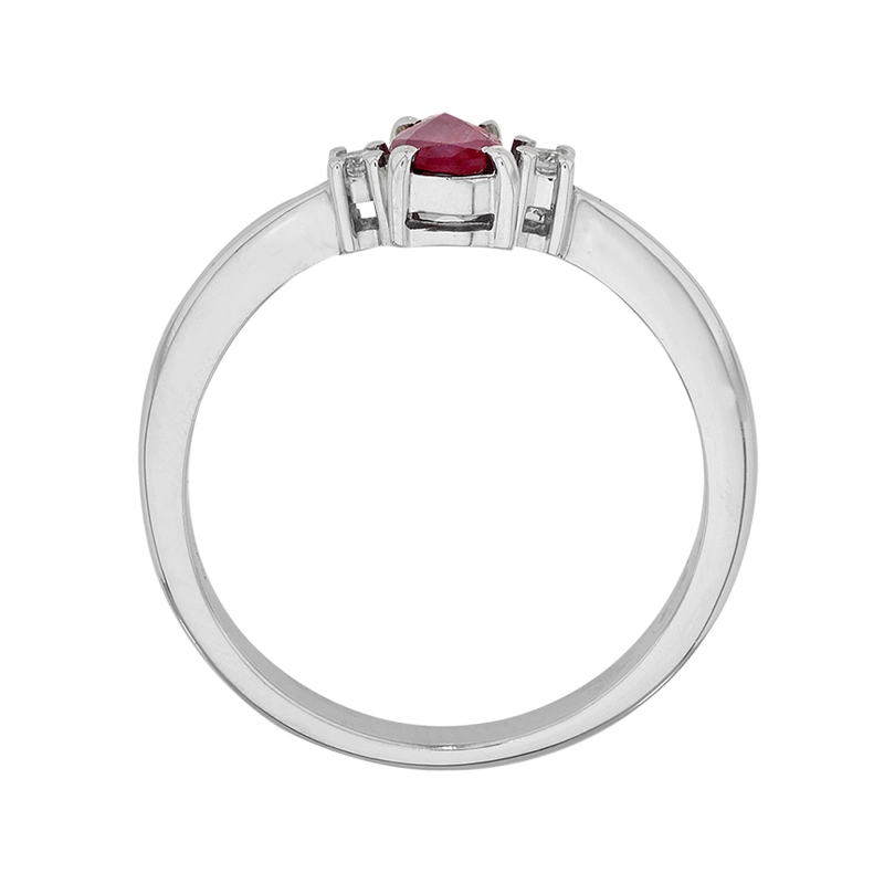 Anillo en oro blanco de 18 Kilates, con rubí central de 0.50 Ct y decoración en diamantes de 0.04 Ct