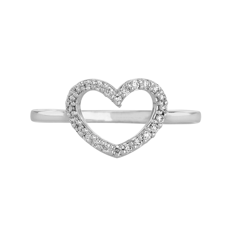 Anillo de corazón en oro blanco de 18 Kilates, con diamantes de 0.19 Ct