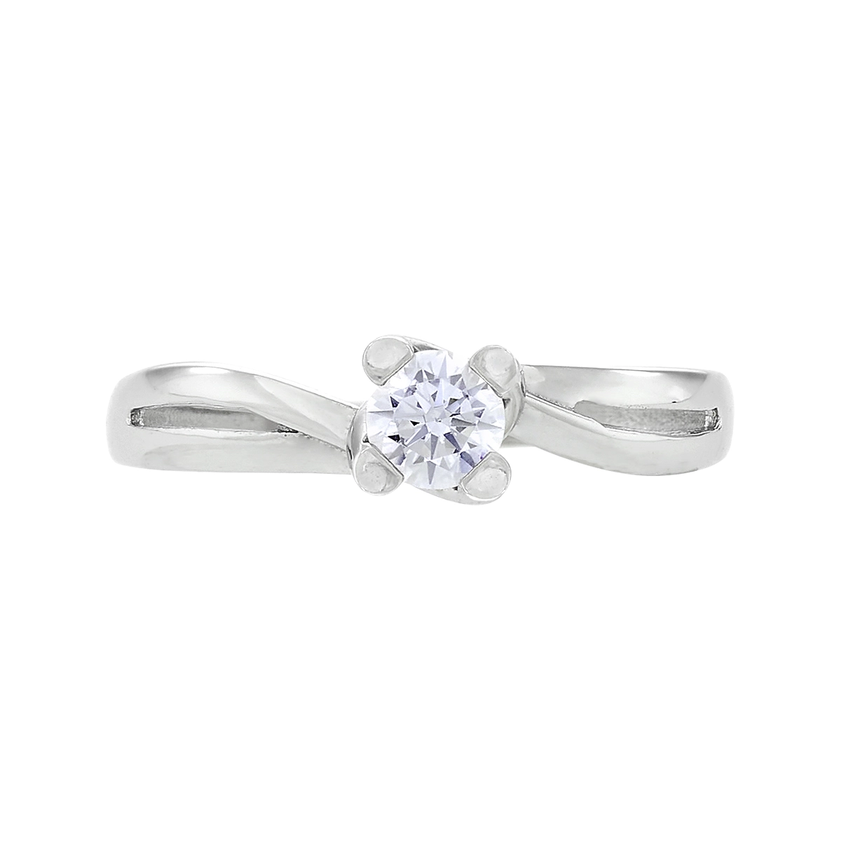 Anillo en oro blanco de 18 Kilates, con zircón central