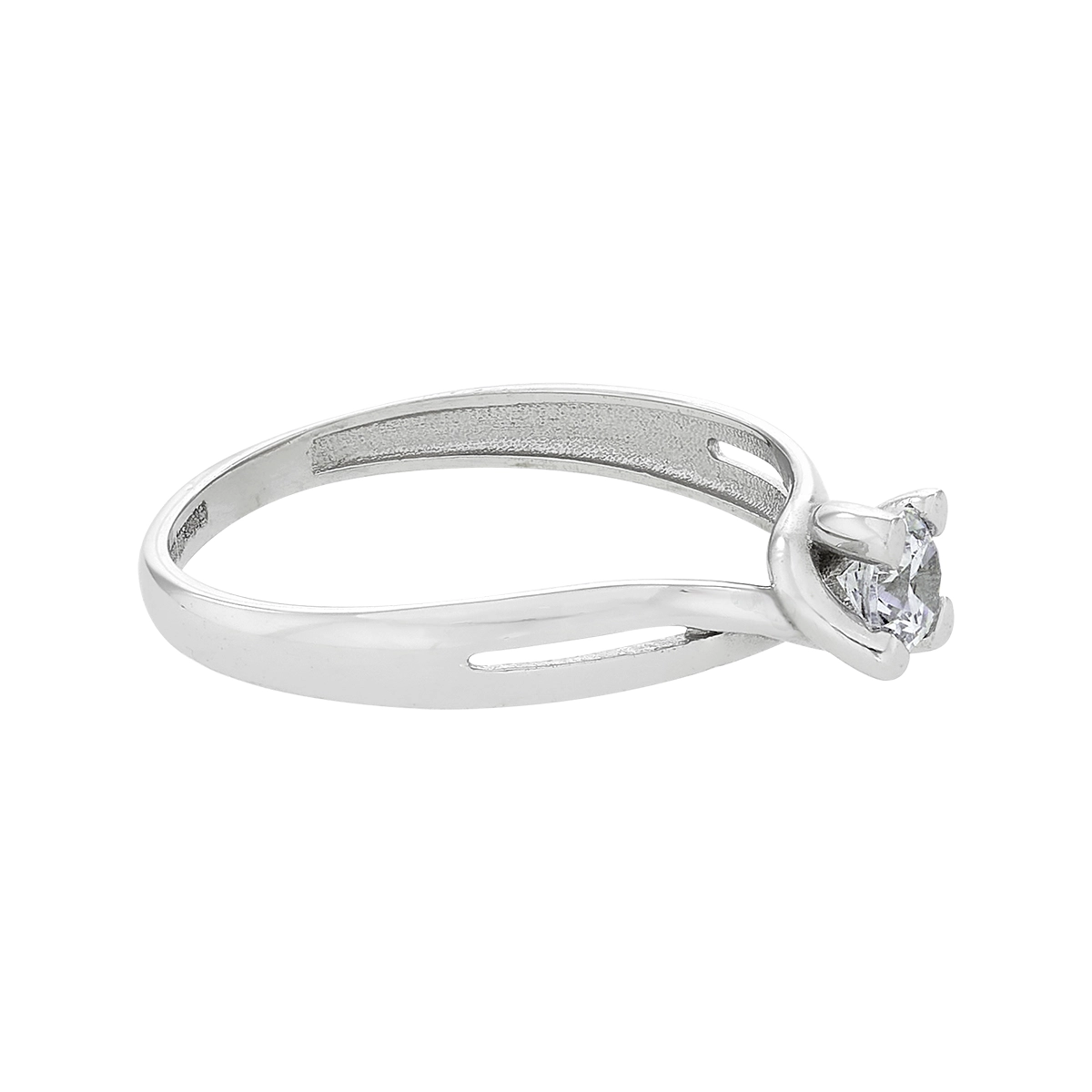 Anillo en oro blanco de 18 Kilates, con zircón central