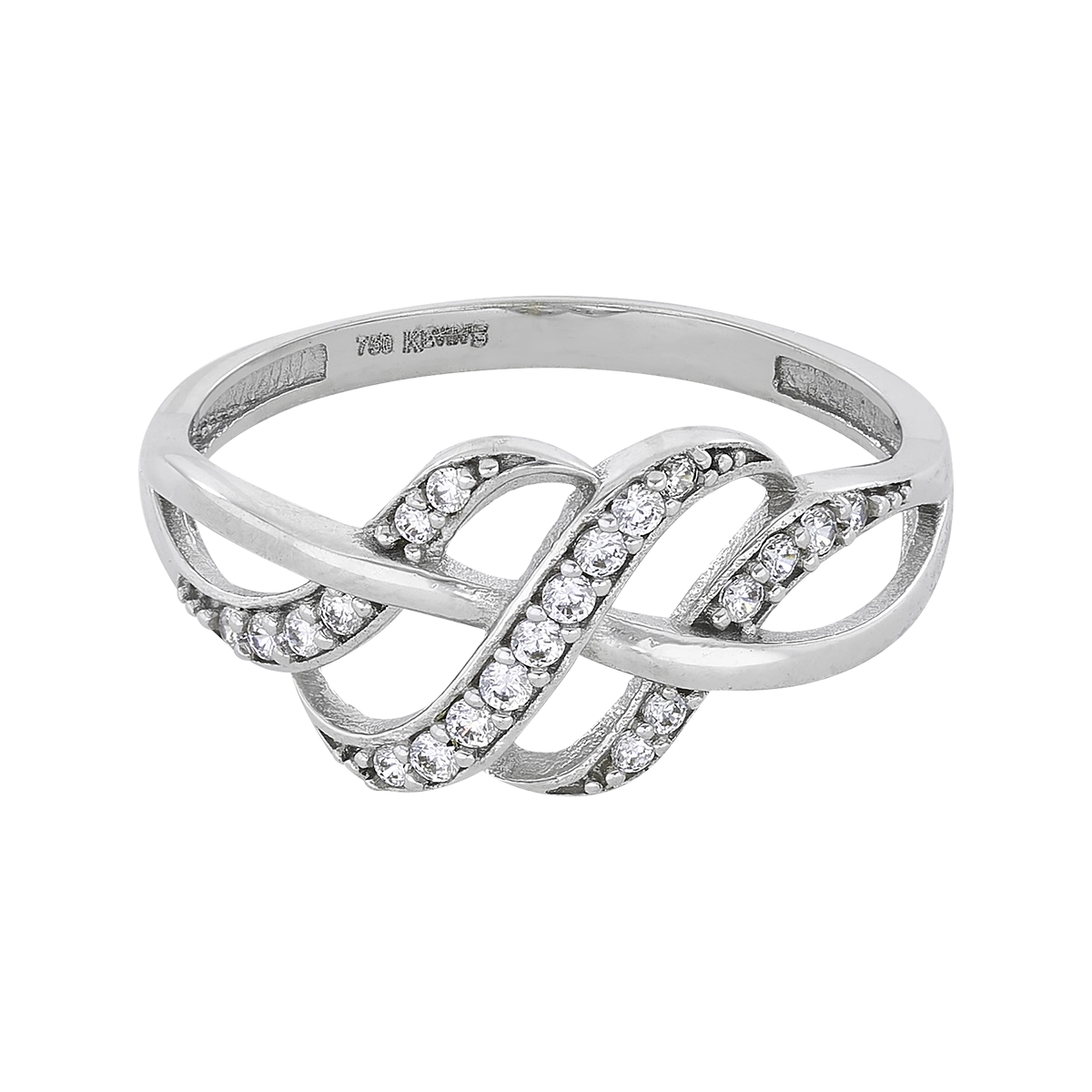Anillo en oro blanco de 18 Kilates, con zircones