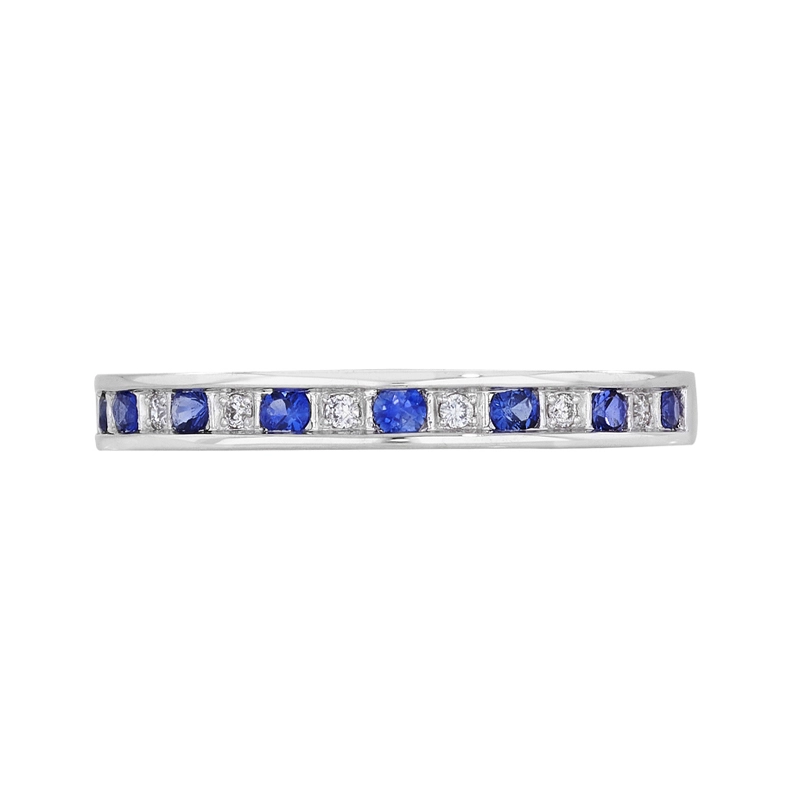 Anillo en oro blanco de 18 Kilates, con zafiros de 0.20 Ct y diamantes de 0.04 Ct