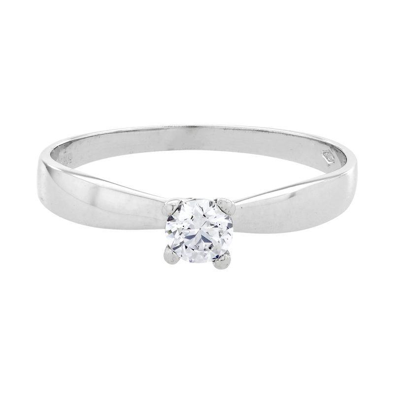 Anillo en oro blanco de 18 Kilates, con zircón central