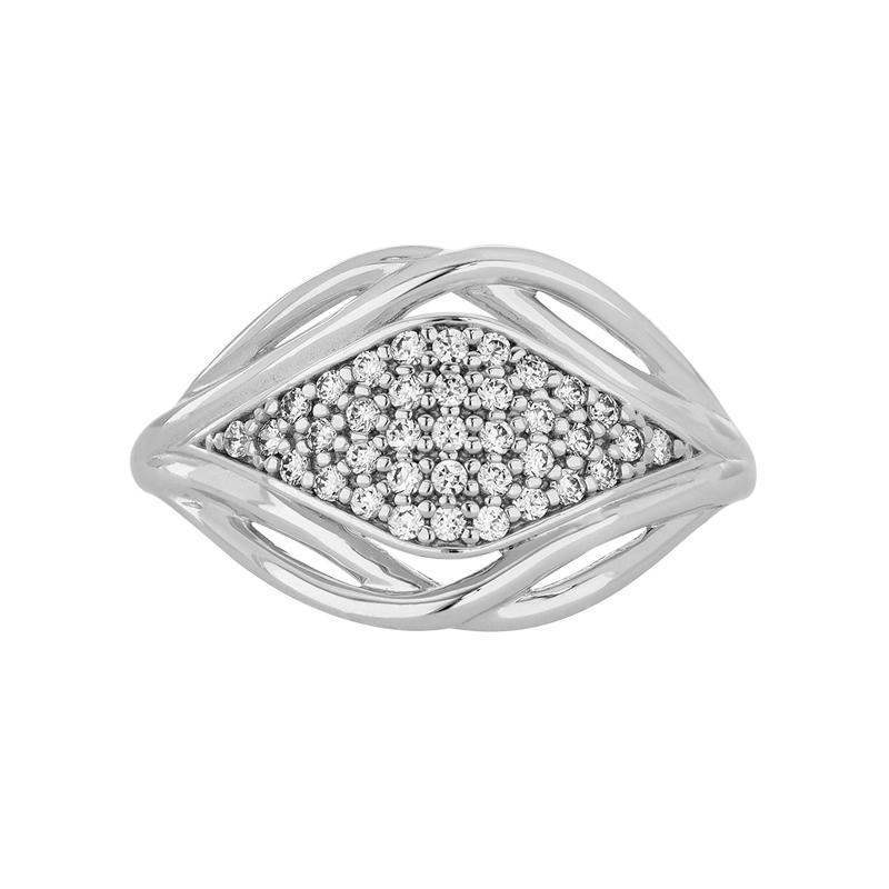 Anillo en oro blanco de 18 Kilates, con zircones