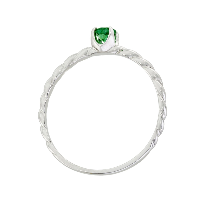 Anillo en oro blanco de 18 Kilates, con esmeralda central de 0.15 Ct