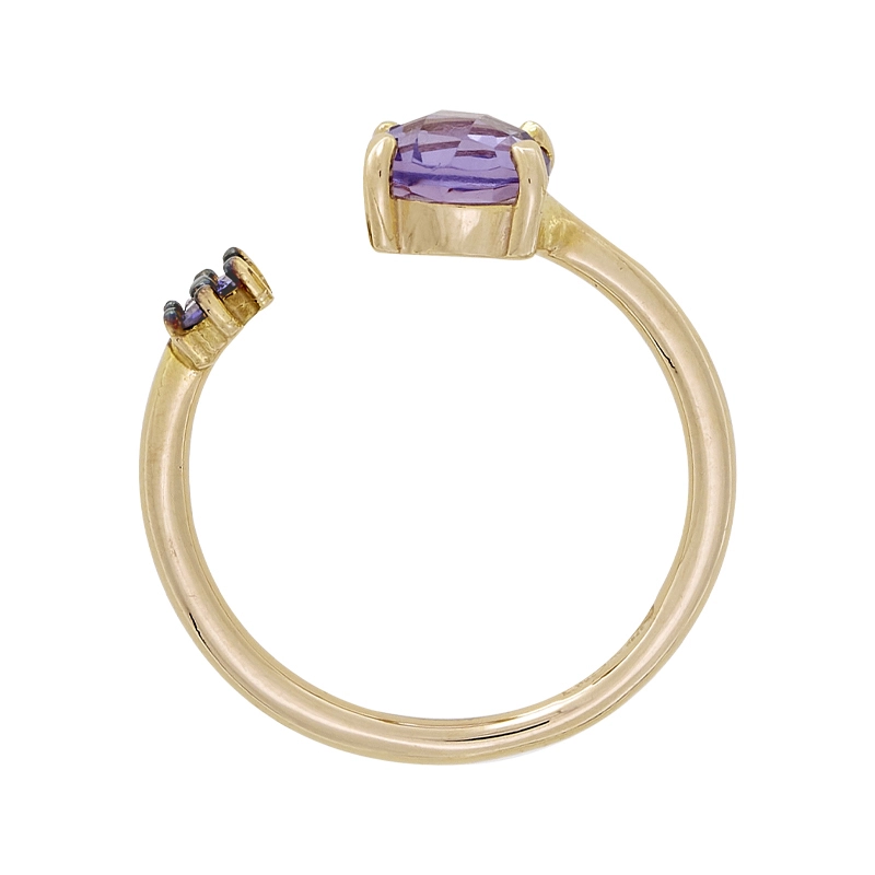 Anillo en oro rojo de 18 Kilates, con amatistas