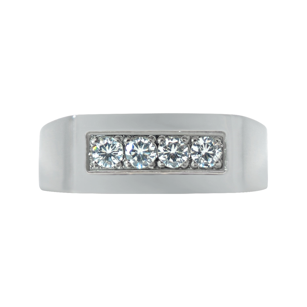 Anillo en acero, con cristales