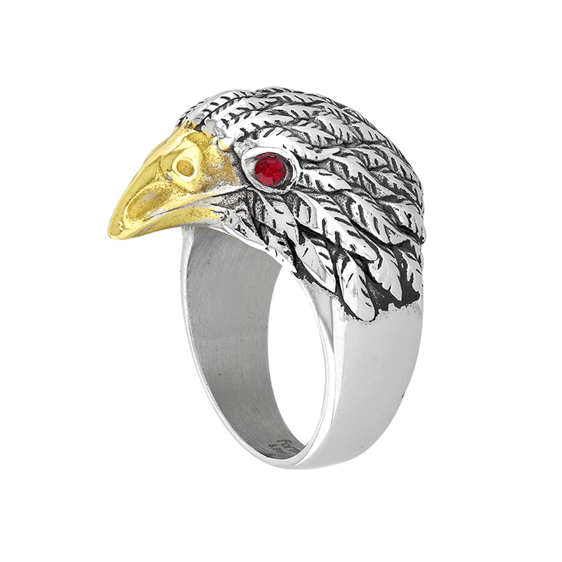 Anillo de águila en acero, con cristales, de la coleccion Forza